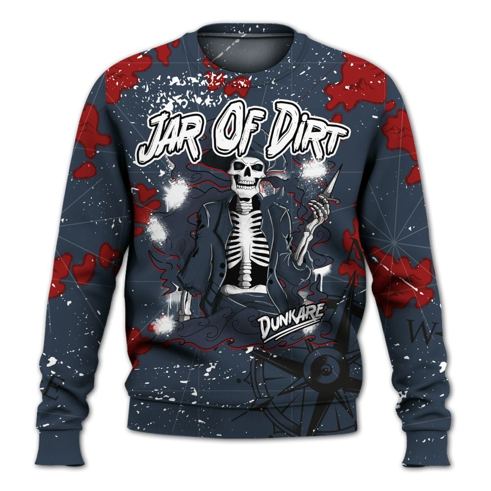 Sweatshirt To Match Navy Blue 2024 6s - Skeleton Jar Of Dirt Retro All Over Print