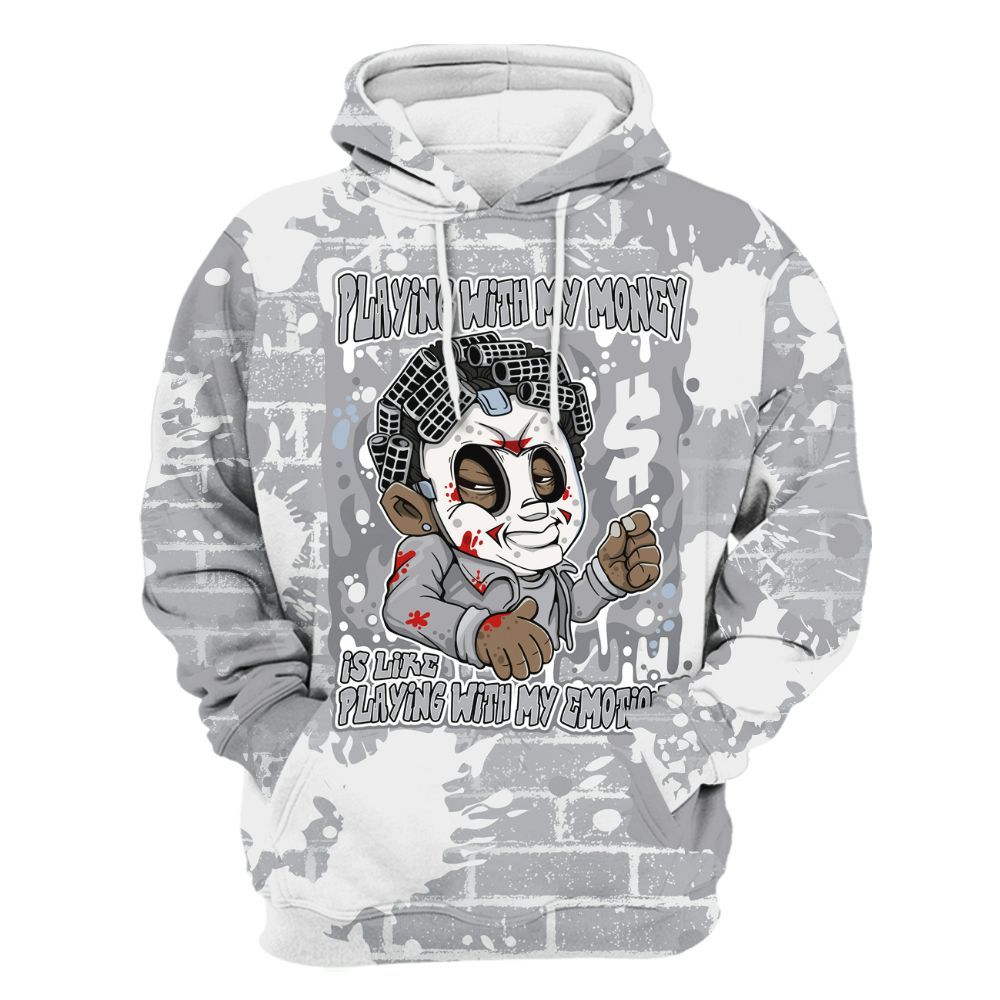 Hoodie To Match Low OG Wolf Grey 1s - Playing With My Money Graphic Halloween All Over Print