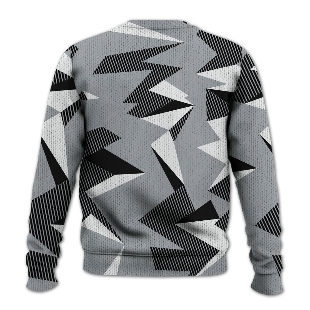 Knitted Sweater To Match Black Wolf Grey 12s - Geometric Camouflage Pattern