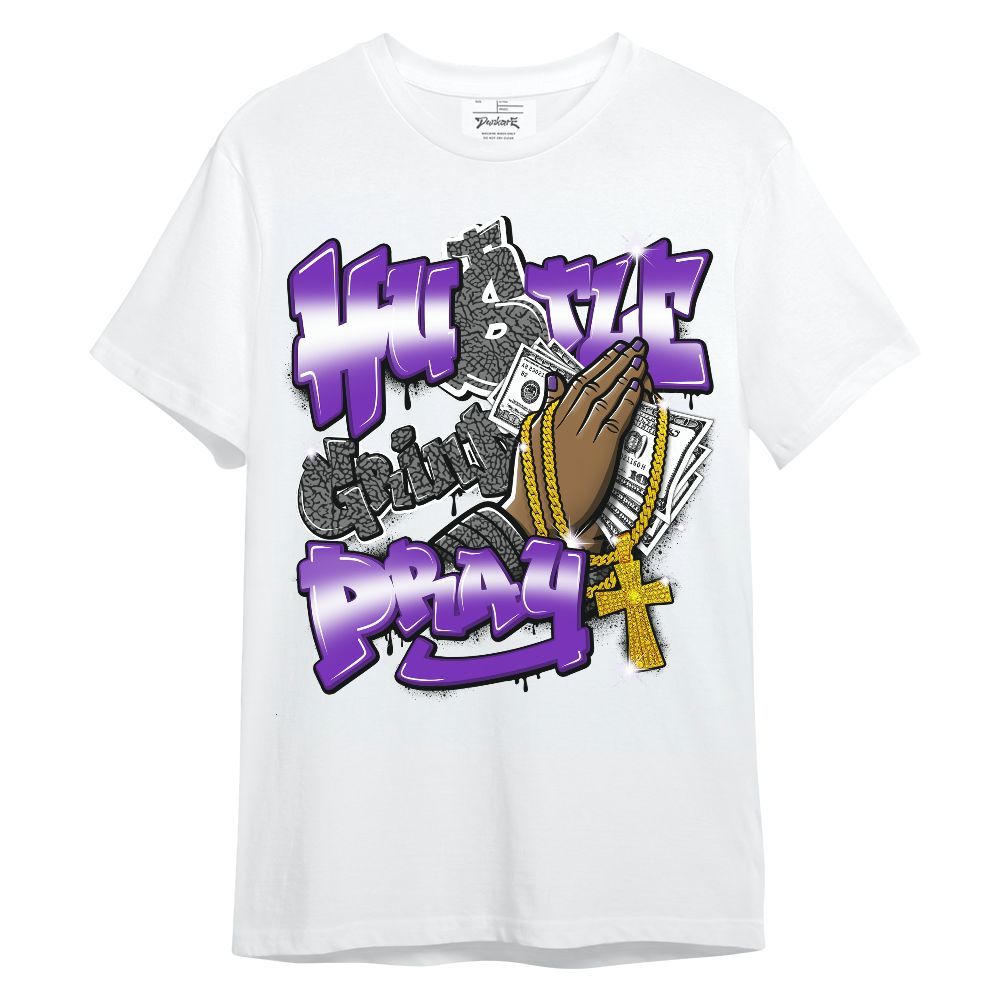 Shirt To Match Retro Dark Iris 3s - Hustle, Money Pray Unisex Shirt