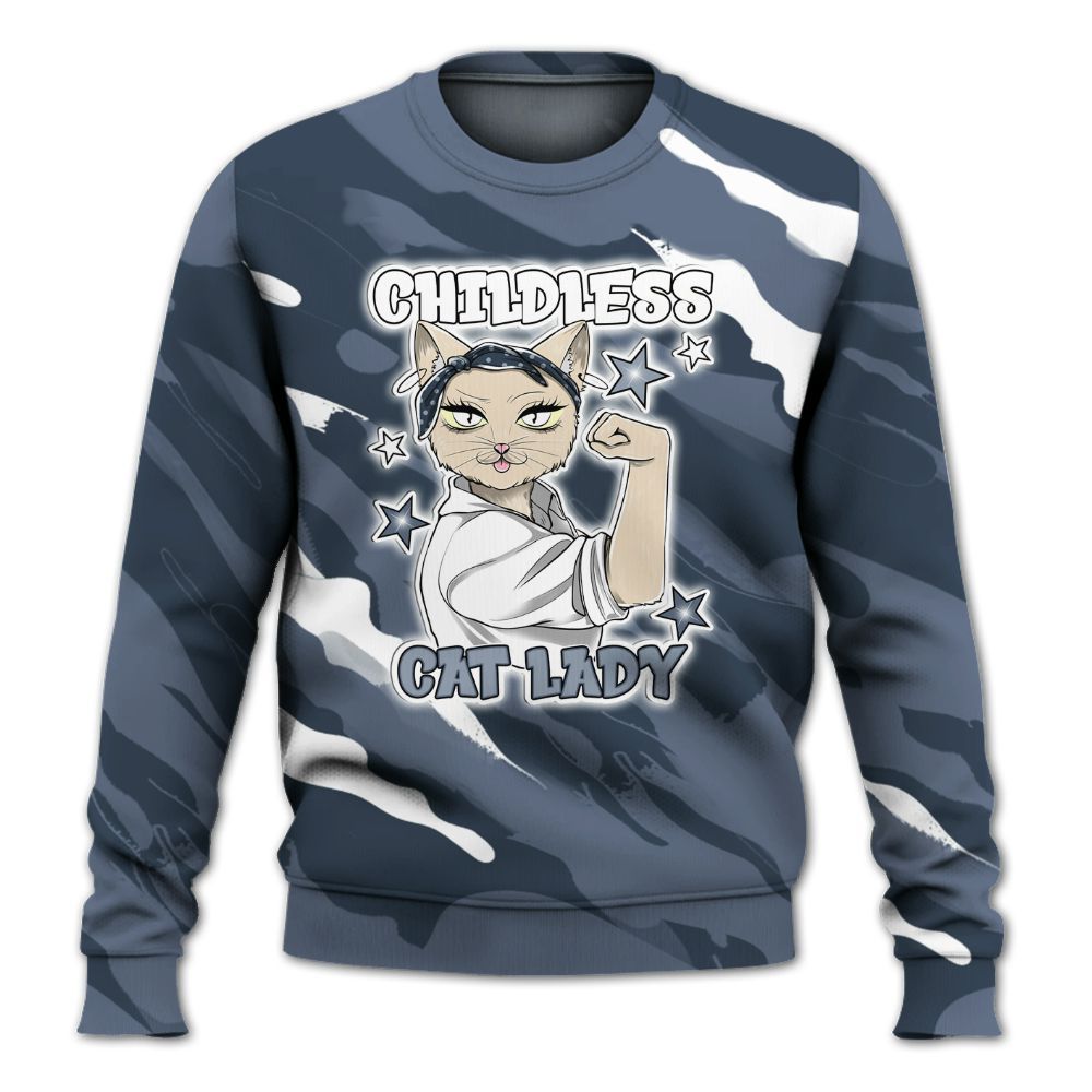 Sweatshirt To Match Low Diffused Blue 11s - Childless Kat Lady All Over Print