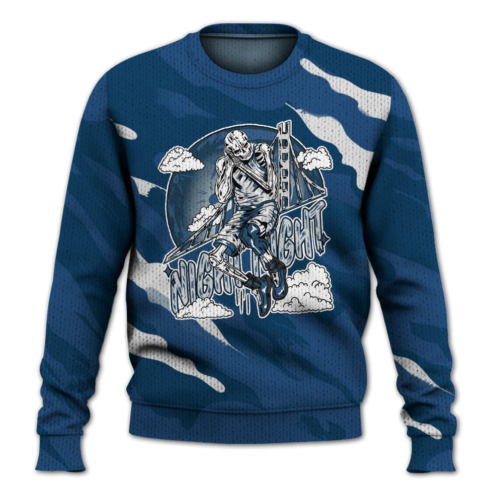 Knitted Sweater To Match High OG Midnight Navy 1s - Seeya Skeleton Colored