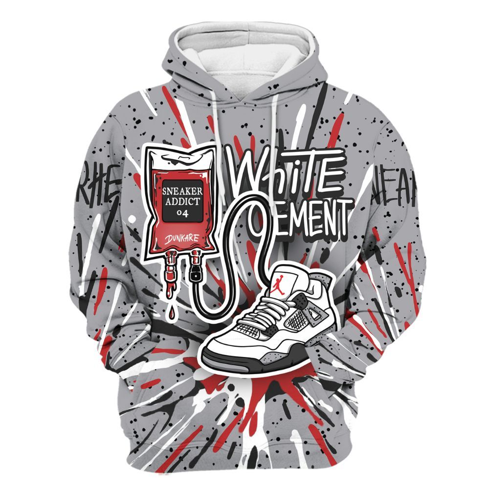 Hoodie To Match White Cement 4s - Sneaker Sickness Splash All Over Print