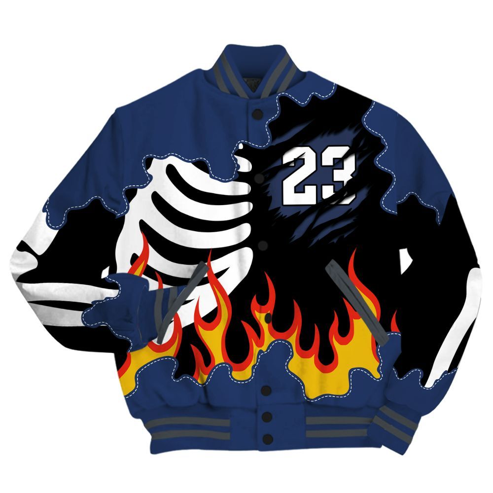 Varsity Jacket To Match Retro Flint 13s - Burning Skeleton 23 G.O.A.T All Over Print