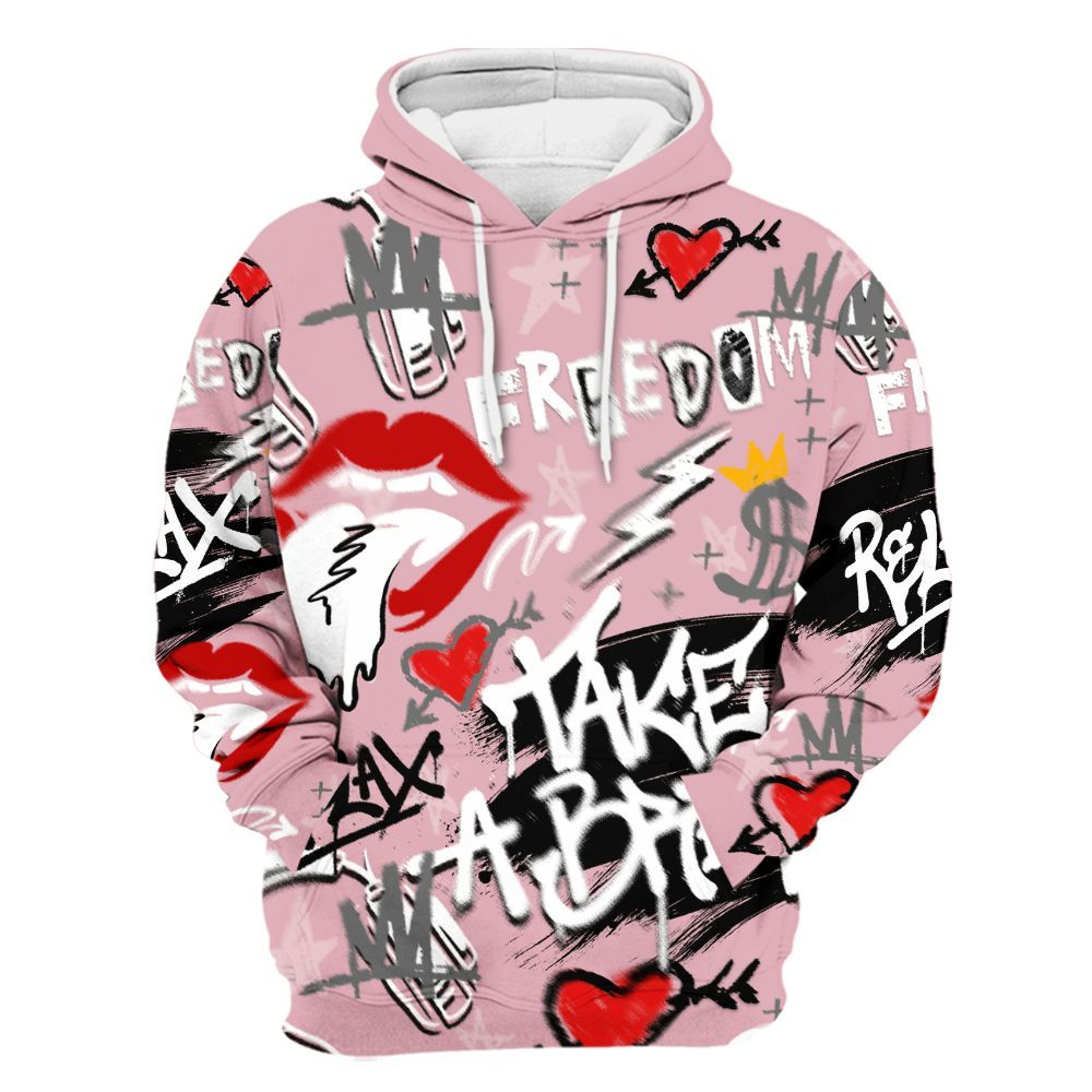 Hoodie To Match Air Max DN Pink Foam - Take Break Freedom Graffiti Streetwear All Over Print