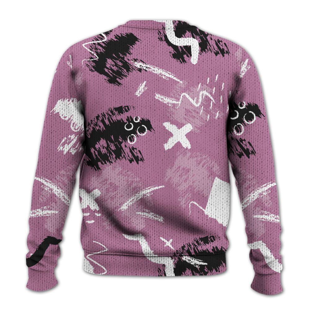 Knitted Sweater To Match Neutral Grey Black White Orchid 4s - Hustle Grind Pray Graphic Street Style