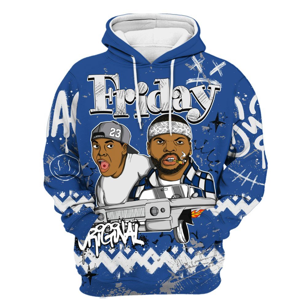 Hoodie To Match High OG True Blue 1s - Friday Sneaker Crayon All Over Print