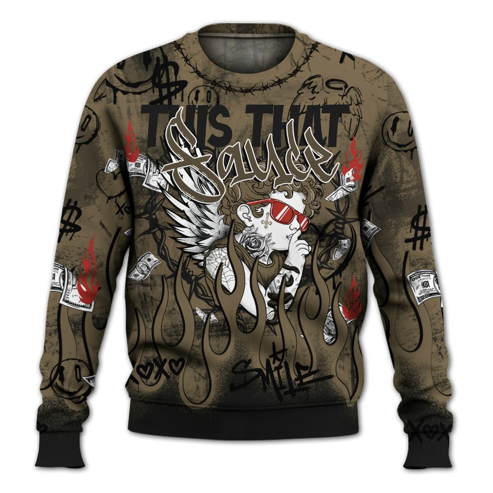 Sweatshirt To Match Olive 9s - This That Sauce Angel All Over Print