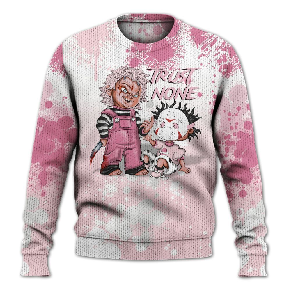 Sweater To Match GS Pearl Pink 12s Shirt, Trust No One Scary Graphic
