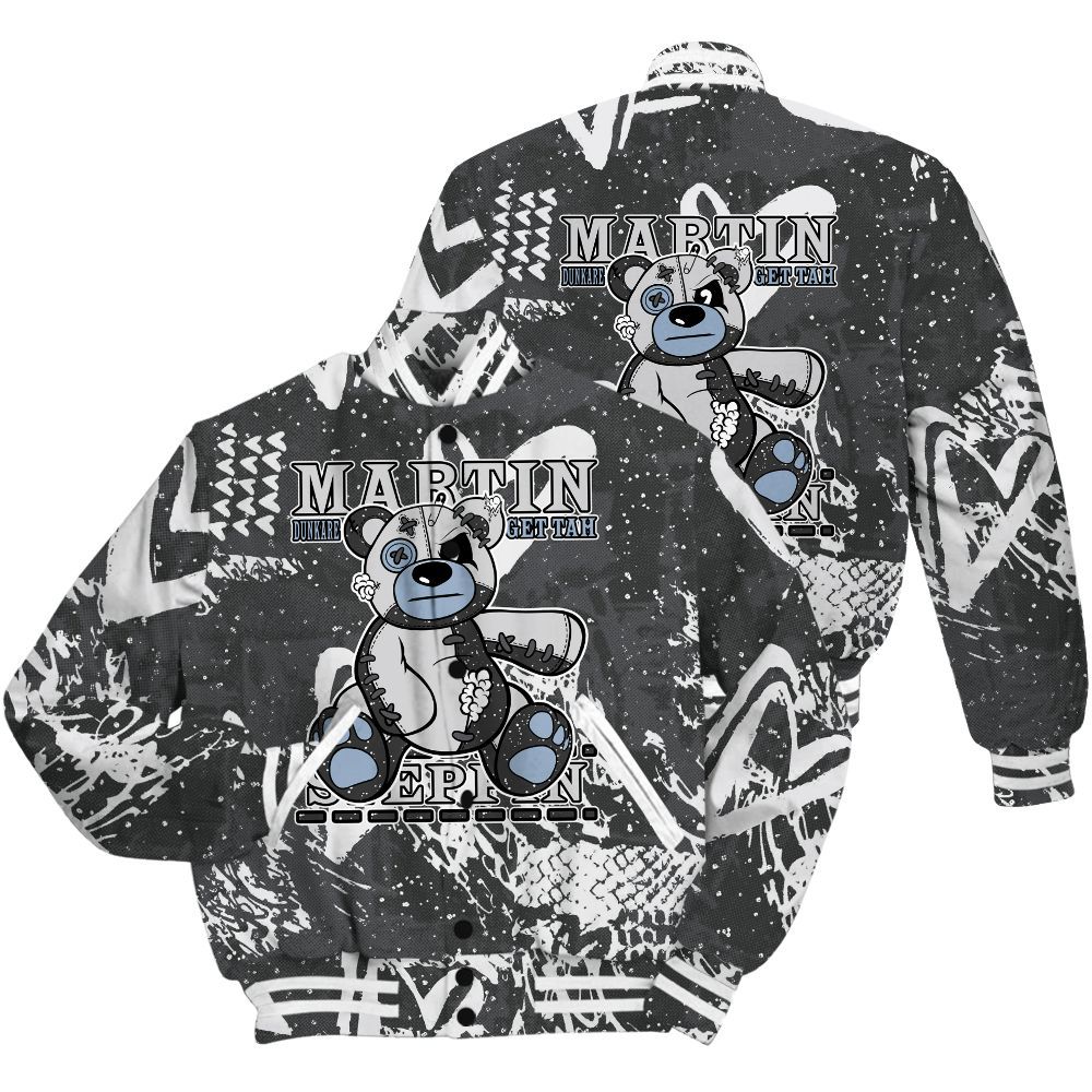 Varsity Jacket To Match Reverse Black White 6s Shirt - Tah Steppin Bear Heart Grunge All Over Print
