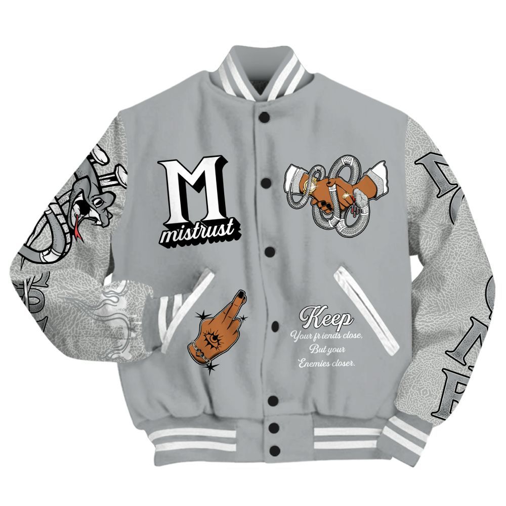 Varsity Jacket To Match Retro Pure Money 3s - Trust No One Snake-Bite Street Style All Over Print