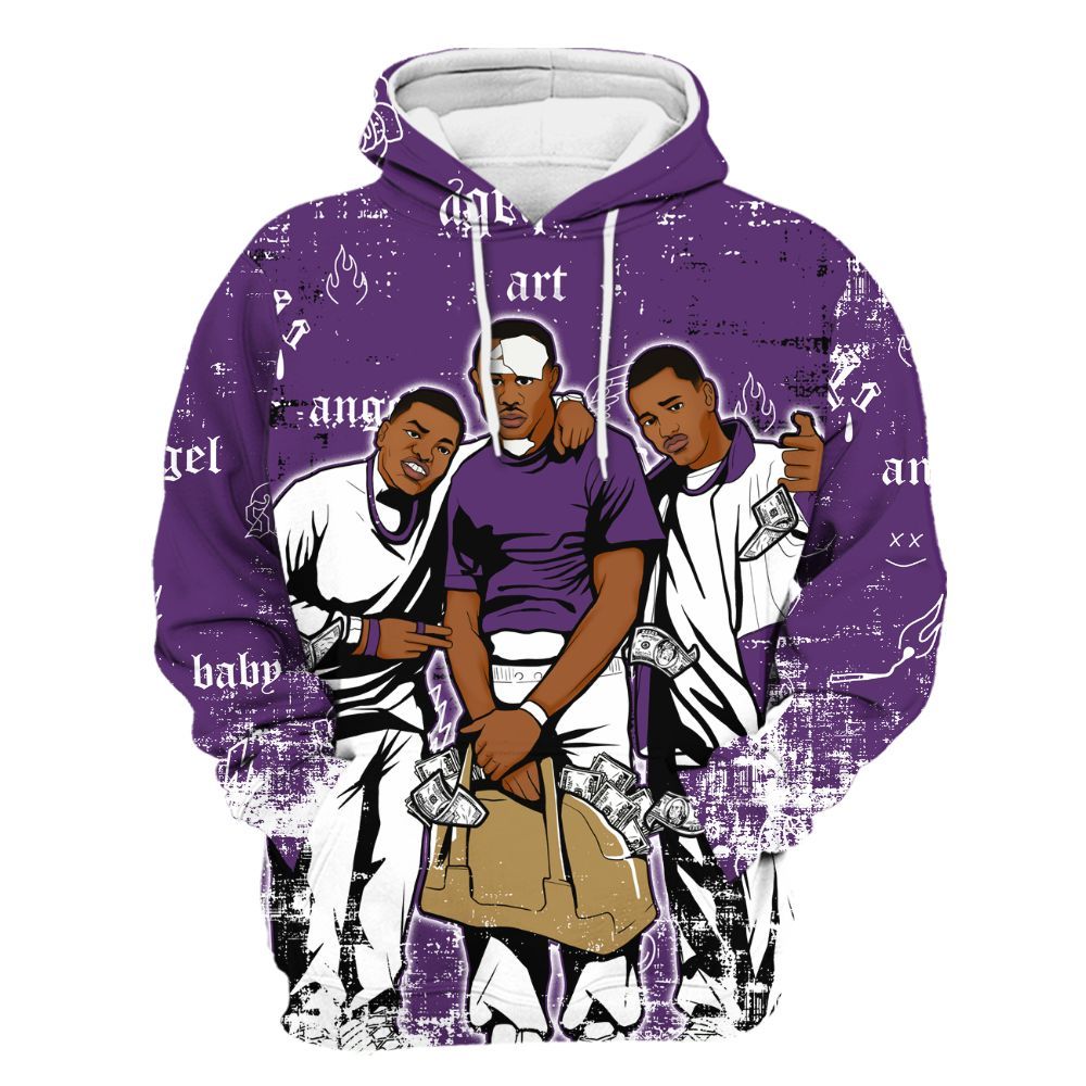 Hoodie To Match Air Diamond Turf Ravens - Paid In Full Money All Over Print