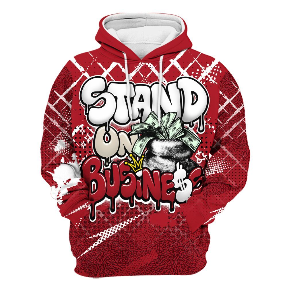 Hoodie To Match Mid Red Cracked Leather 1s - Halftone Stand Business Drip All Over Print