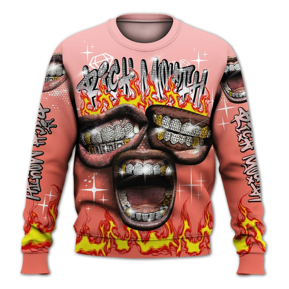 Sweatshirt To Match Low OG PSG 1s - Rich Mouth Fire Rap Retro 90s All Over Print