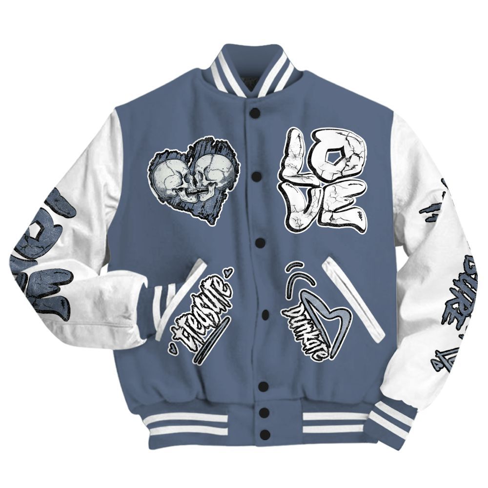 Varsity Jacket To Match Low Diffused Blue 11s - Skull Bear All Over Print