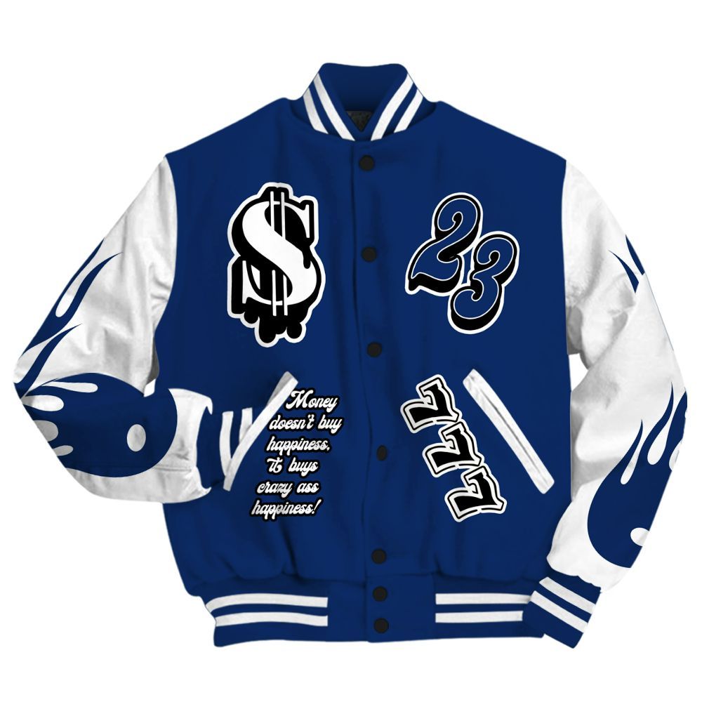 Varsity Jacket To Match High OG Deep Royal Blue 1s - Shoe Game Crazy Graphic All Over Print