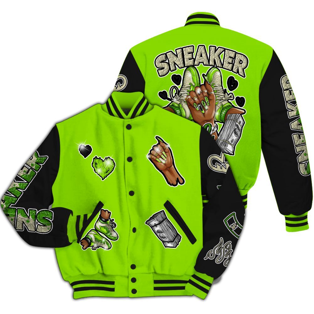 Varsity Jacket To Match Electric Green 6s - Sneakerz Girlz All Over Print
