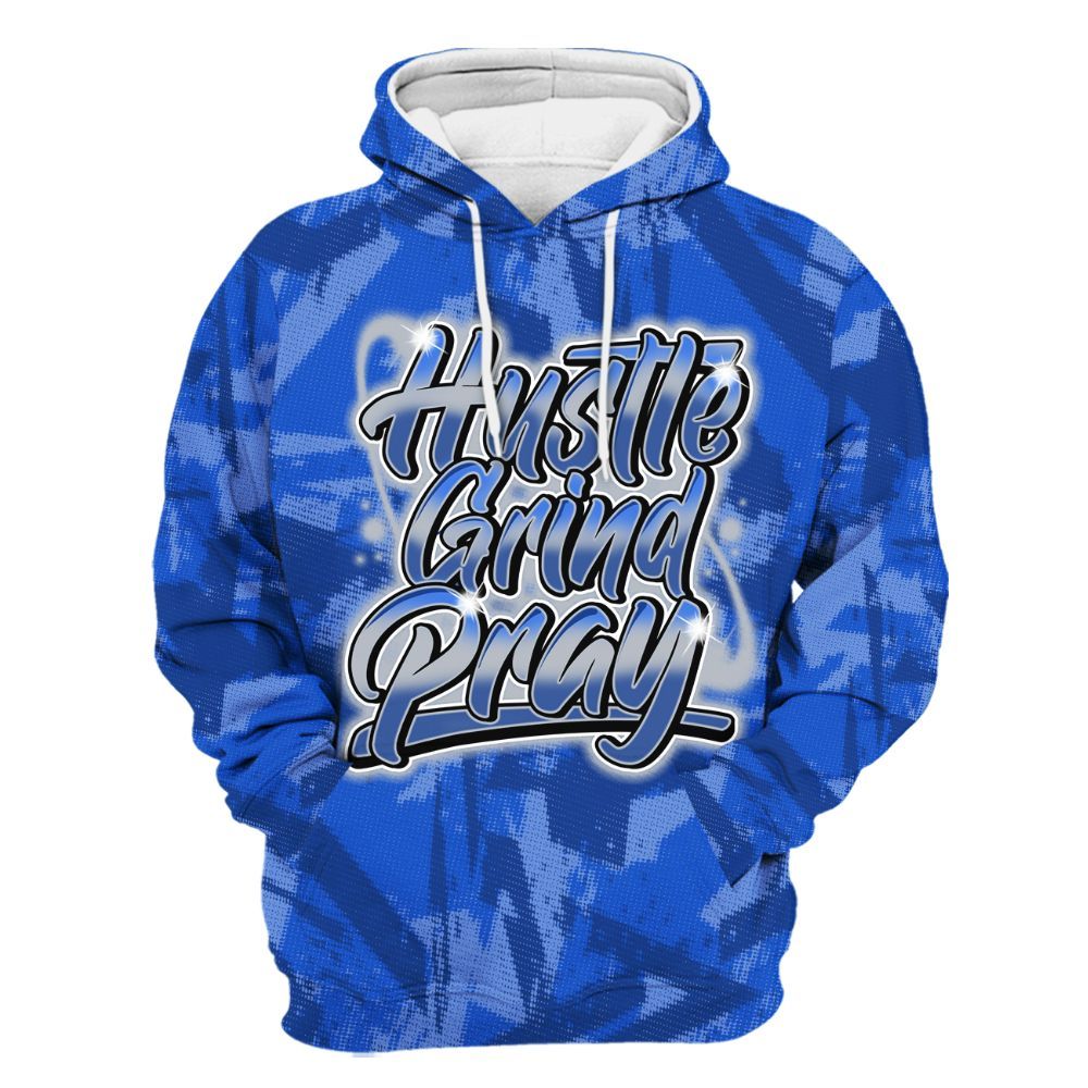 Hoodie To Match Air Foamposite One Royal - Hustles And Prayer Graphic Halftone All Over Print