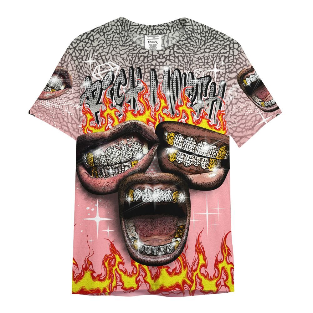 Shirt To Match Retro Wings 3s - Rich Mouth Fire Rap Retro 90s All Over Print