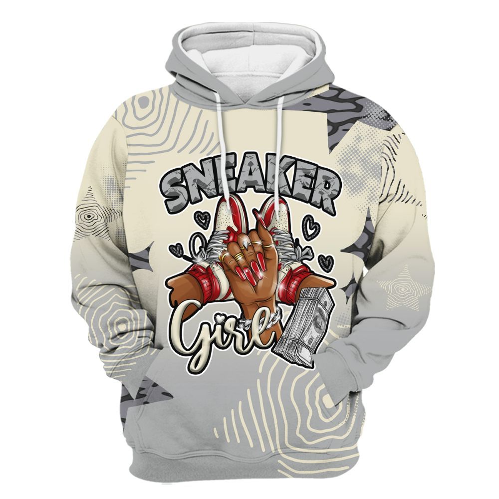 Hoodie To Match Cement Grey 3s - Sneakerz Girlz Unique Starz All Over Print