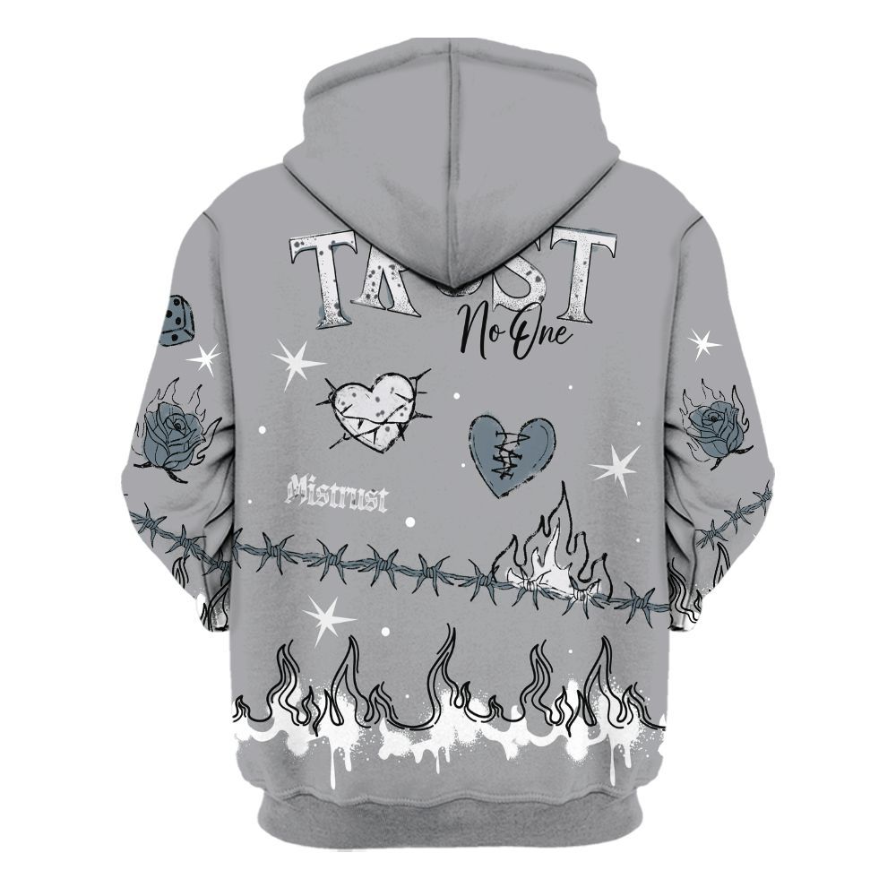 Hoodie To Match Retro Light Graphite Wolf Grey 5s - Trust No One Snake-Bite Doodle Crayon All Over Print