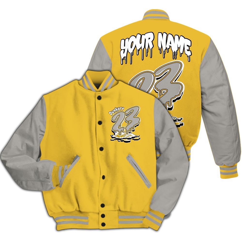 Varsity Jacket To Match Low Yellow Python 11s, Custom Name 23 Drip All Over Print