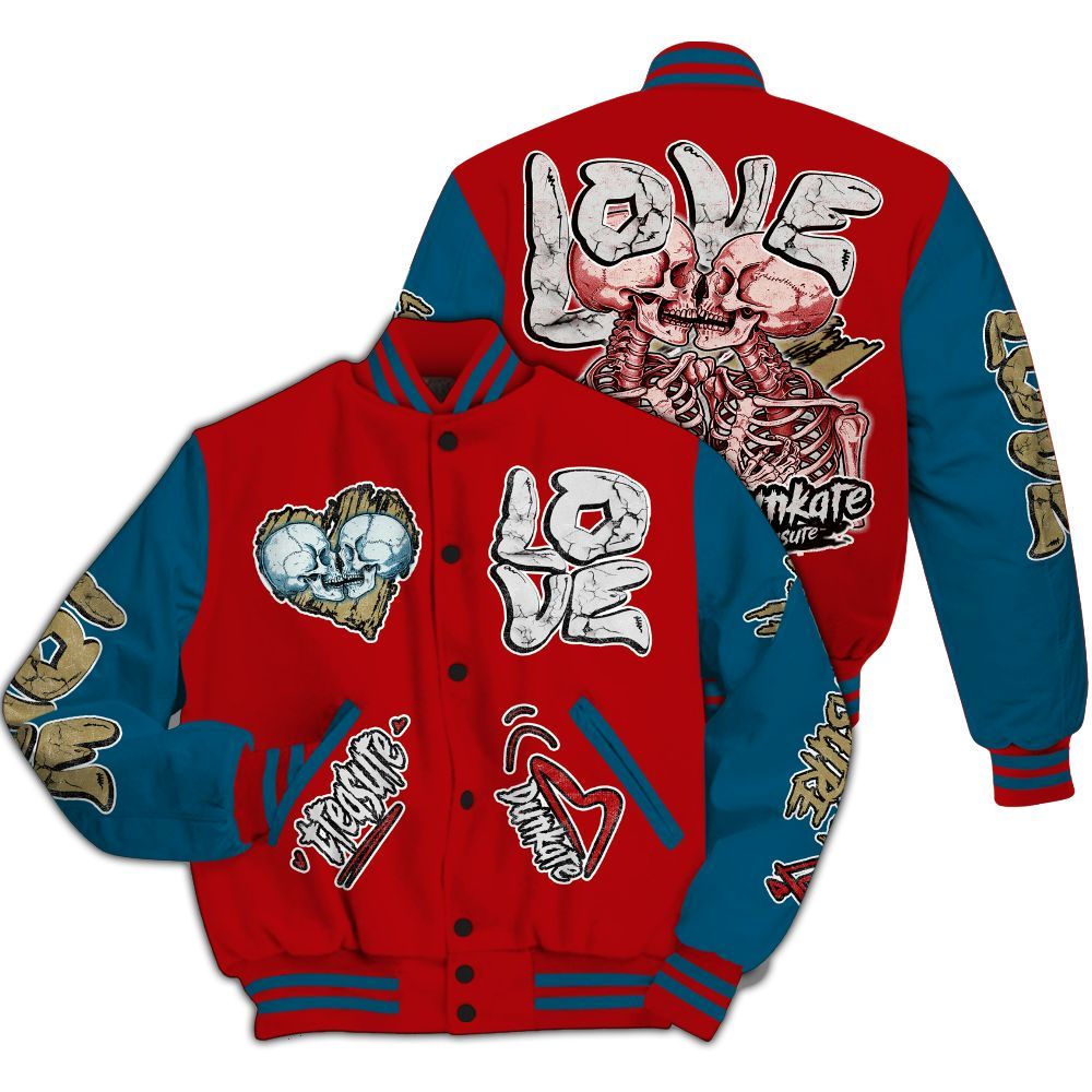 Varsity Jacket To Match OG Varsity Red 17s - Skull Bear All Over Print