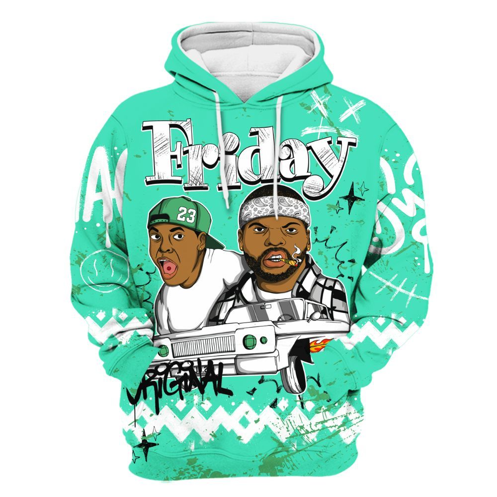 Hoodie To Match Black Green Glow 3s - Friday Sneaker Crayon All Over Print