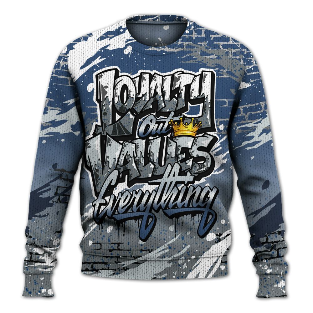 Knitted Sweater To Match Midnight Navy 4s - Values Of Loyalty Drip