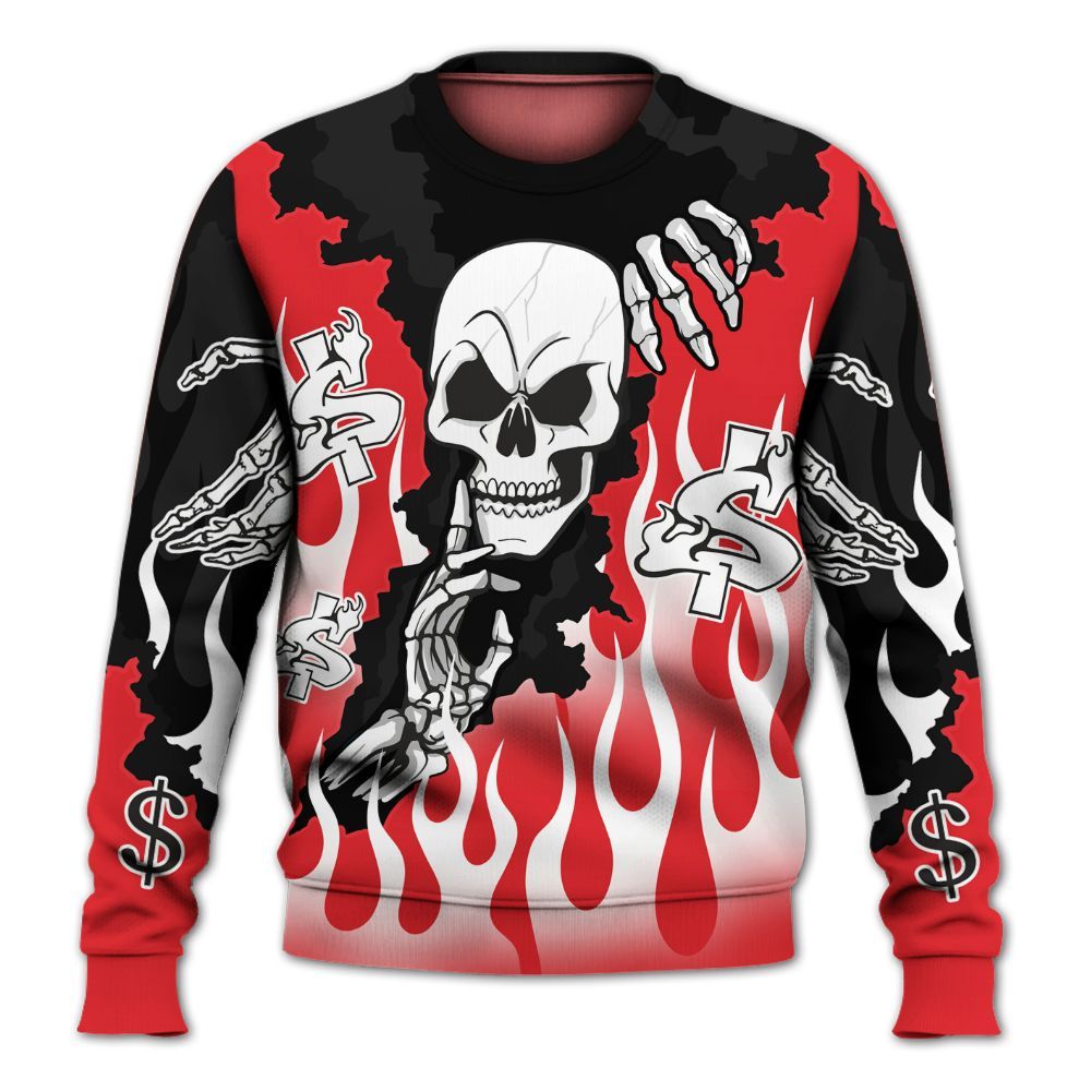 Sweatshirt To Match Prime 93 Fire Red - Ones Move In Silence Graphic Trapped All Over Print