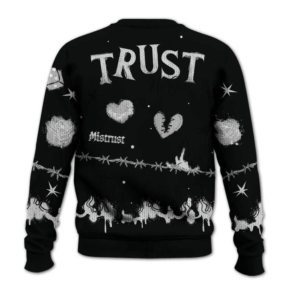 Knitted Sweater To Match Mid Space Jam 1s - Trust No One Snake-Bite Doodle Crayon