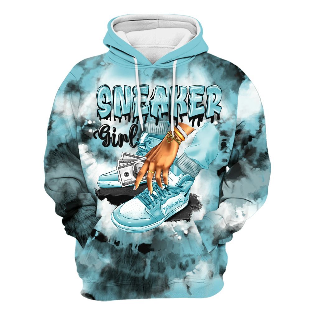 Hoodie To Match Low Legend Blue 11s - SNEAKER Girl Money Drip Tie Dye All Over Print