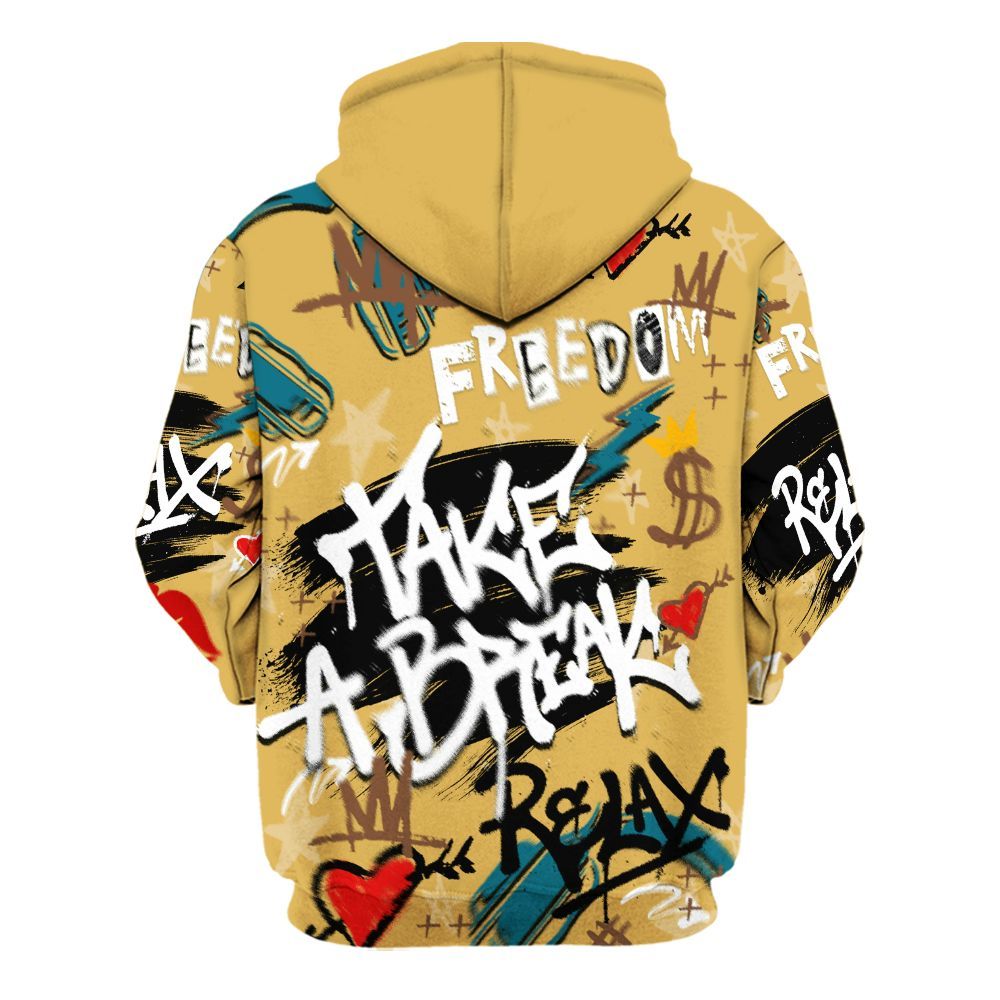 Hoodie To Match Retro Cacao Wow 4s - Take Break Freedom Graffiti Streetwear All Over Print