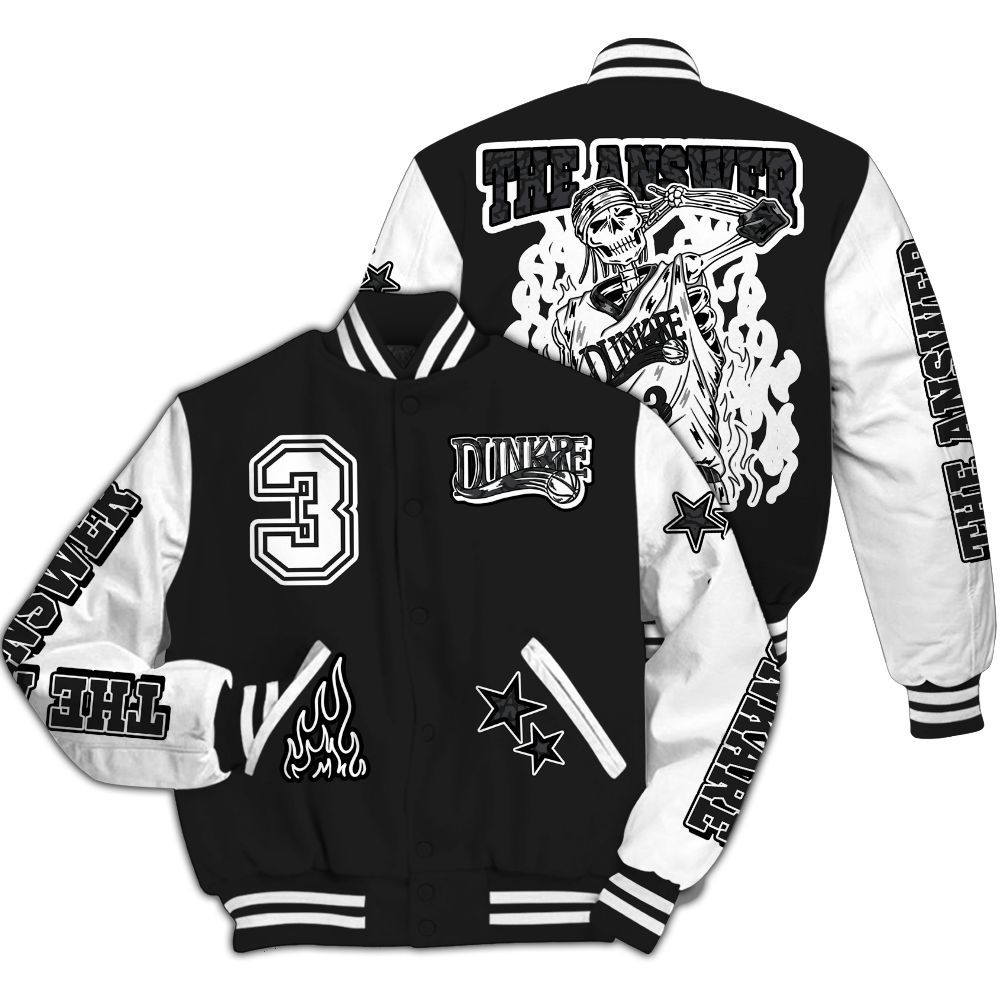 Varsity Jacket To Match Black Cat 3s - Allen Answer Skeleton All Over Print