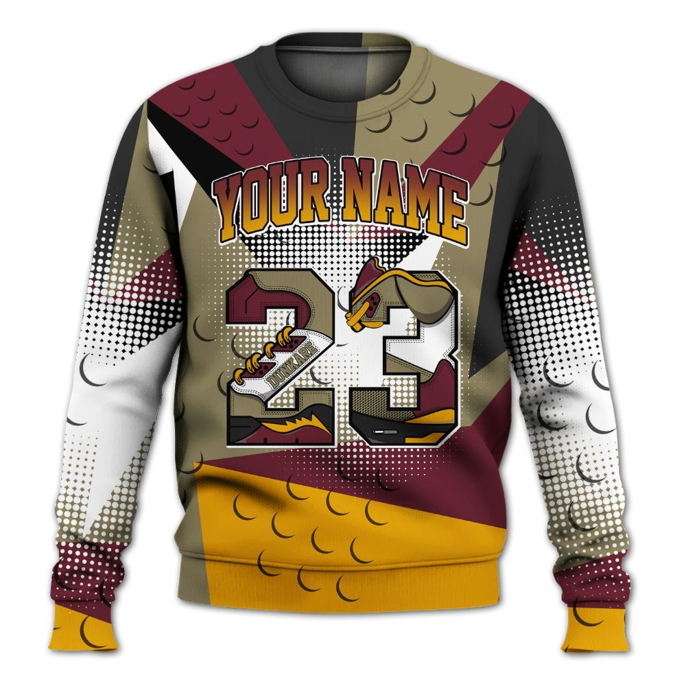 Sweatshirt To Match Black Olive 7s - Poly Custom Name Number 23 5s All Over Print