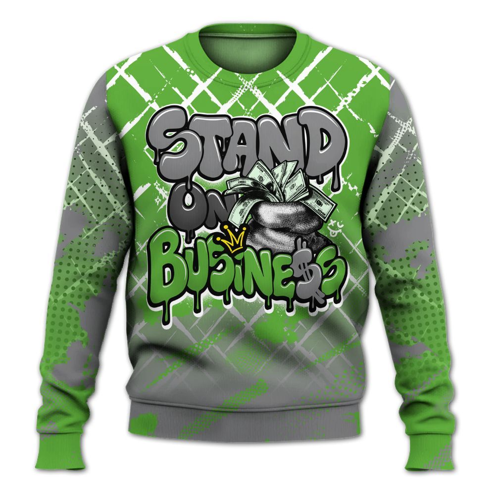 Sweatshirt To Match Retro Green Bean 5s - Halftone Stand Business Dripping All Over Print