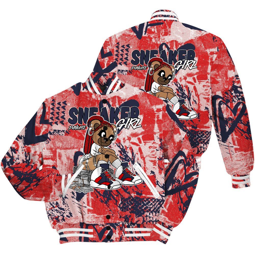 Varsity Jacket To Match Low OG Howard Bison 1s Shirt - Sneaker Girl Bear Heart Grunge All Over Print