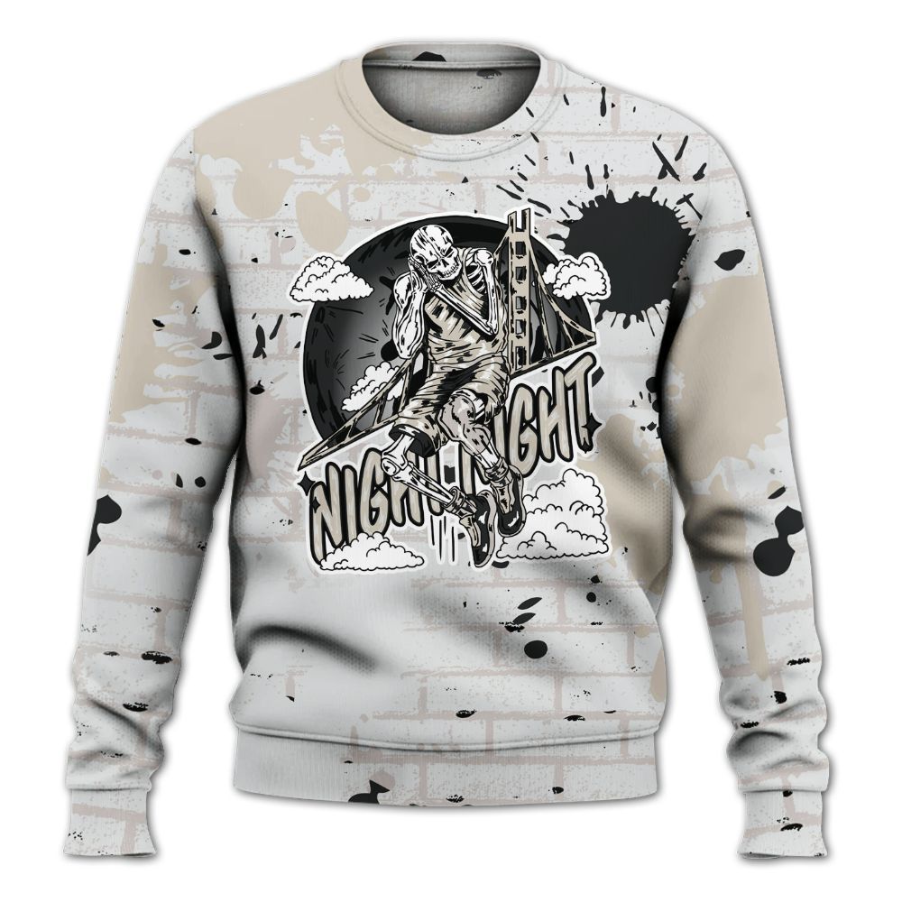 Sweatshirt To Match Retro Reverse Metallic 5s - Seeya Skeleton Brick All Over Print