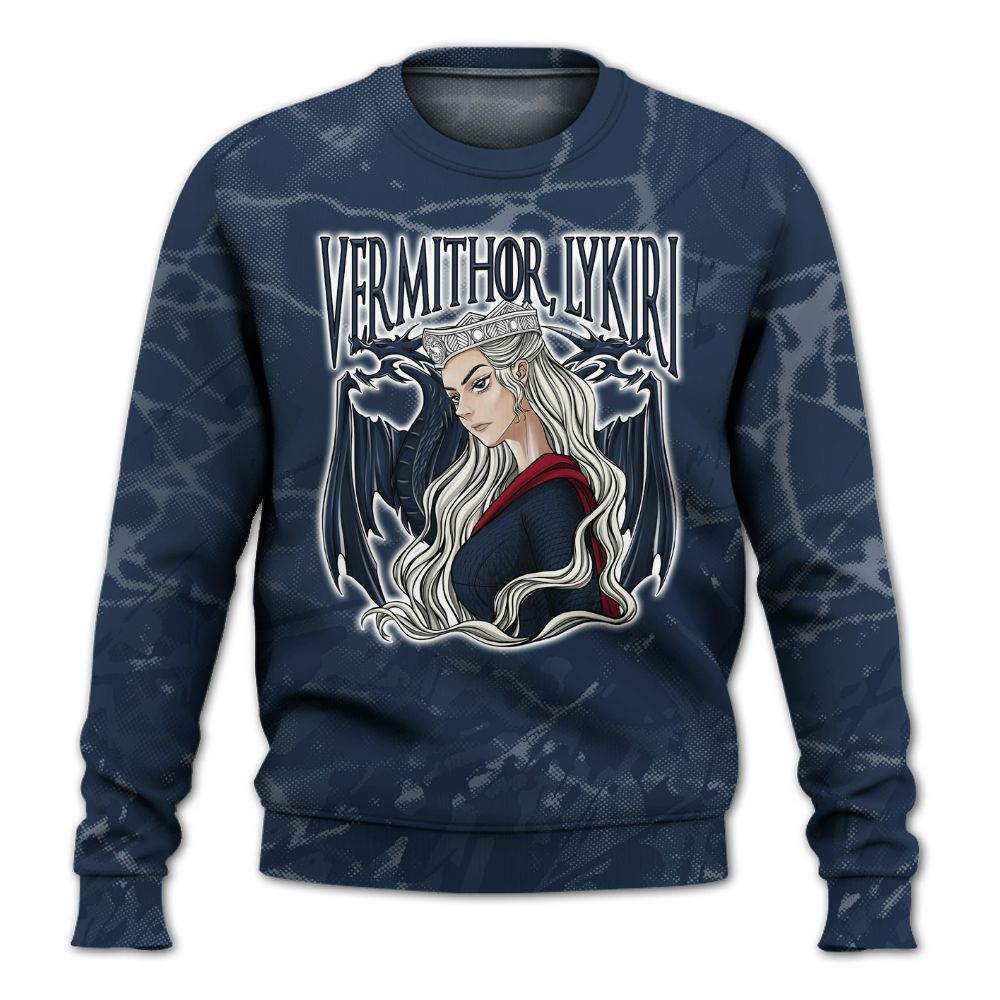 Sweatshirt To Match White Midnight Navy 6s - Dragon's Mom! Profound All Over Print