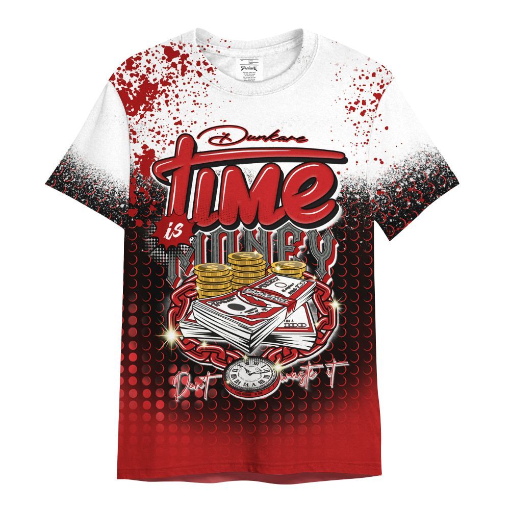 Shirt To Match Bred Reimagined 4s - Halftone Time Is Money All Over Print