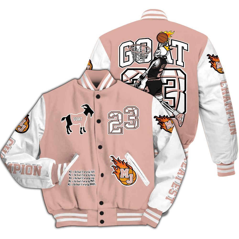 Varsity Jacket To Match Dunk Low Pink Velvet - 23 G.0.A.T Jump Up Basketball All Over Print