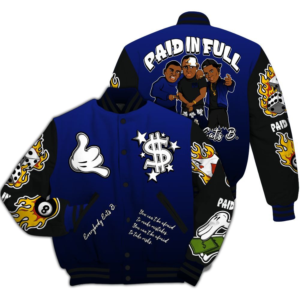 Varsity Jacket To Match Air Max Plus Black Racer Blue - Everybody Paid In Full Graphic All Over Print