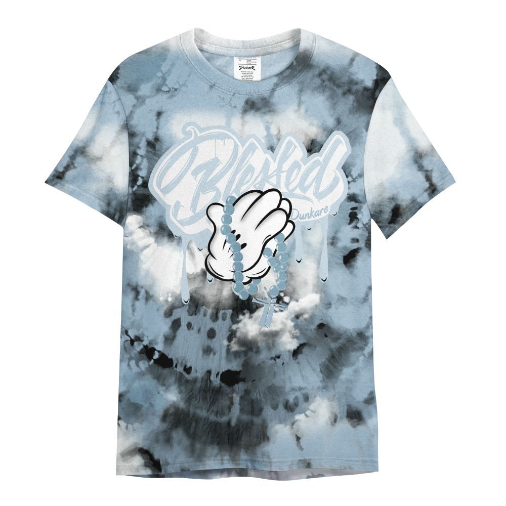 Shirt To Match Mid Ice Blue 1s - God Blessed Tie Dye All Over Print