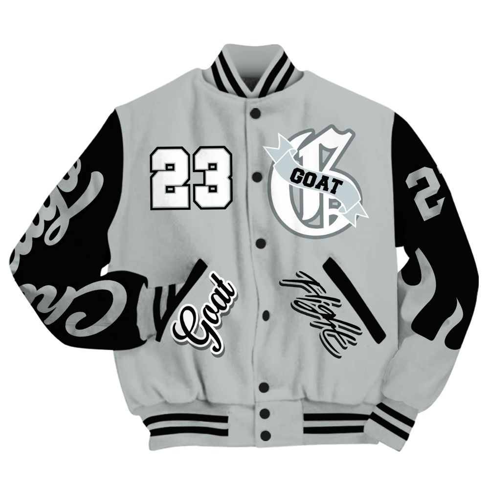 Varsity Jacket To Match Black Wolf Grey 12s - G.O.A.T Flight Streetwear Graphic All Over Print