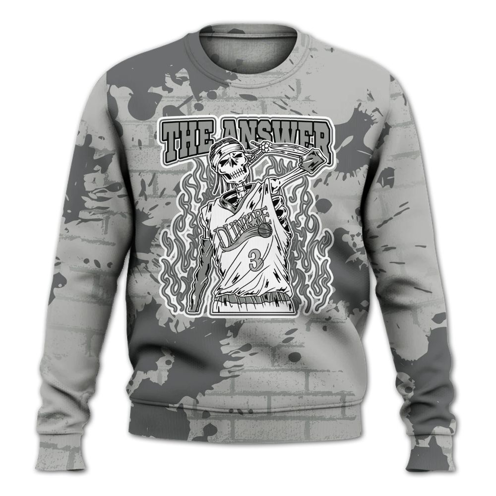 Sweatshirt To Match Retro Wet Cement 4s - Allen Answer Skeleton Brick All Over Print