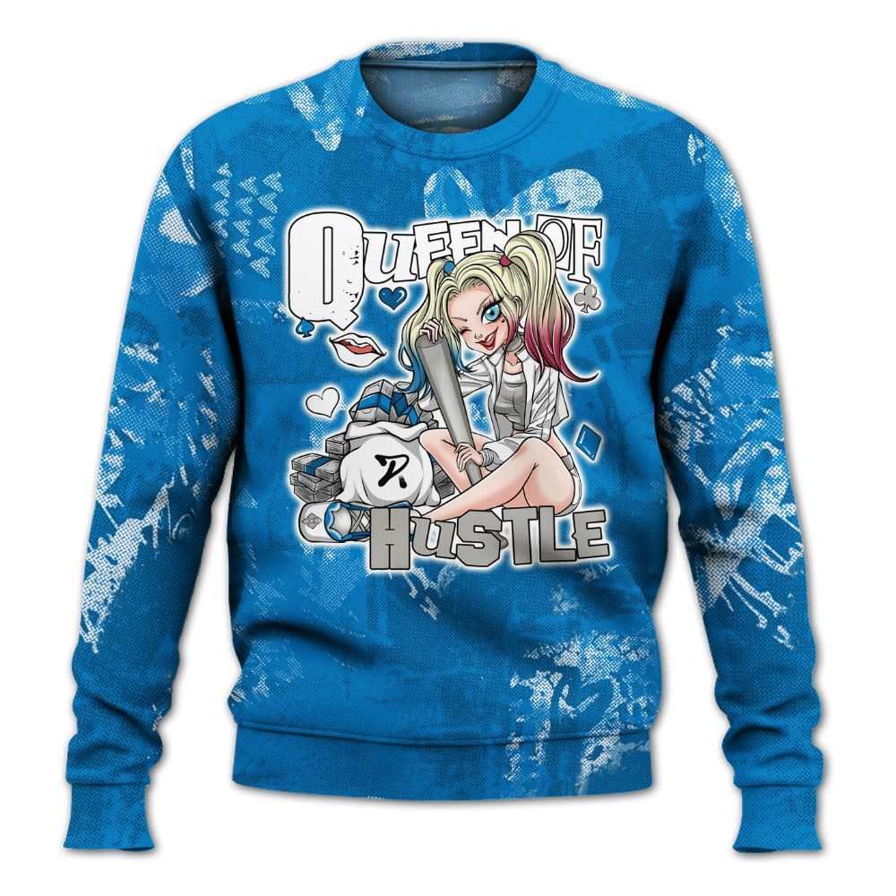 Sweatshirt To Match Military Blue 4s - Hustles Quiinn Heart Grunge All Over Print