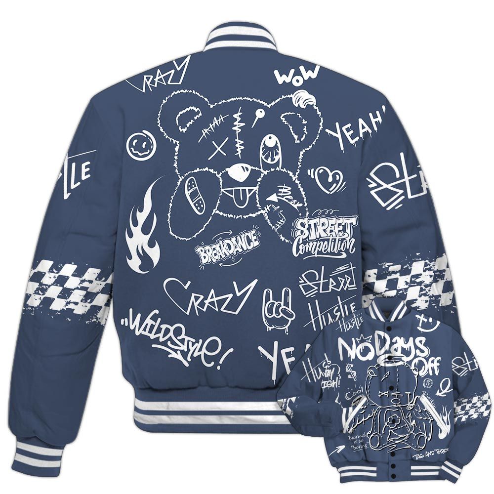 Varsity Jacket To Match Low Diffused Blue 11s - No Days Off Retro Varsity Jacket Outfit