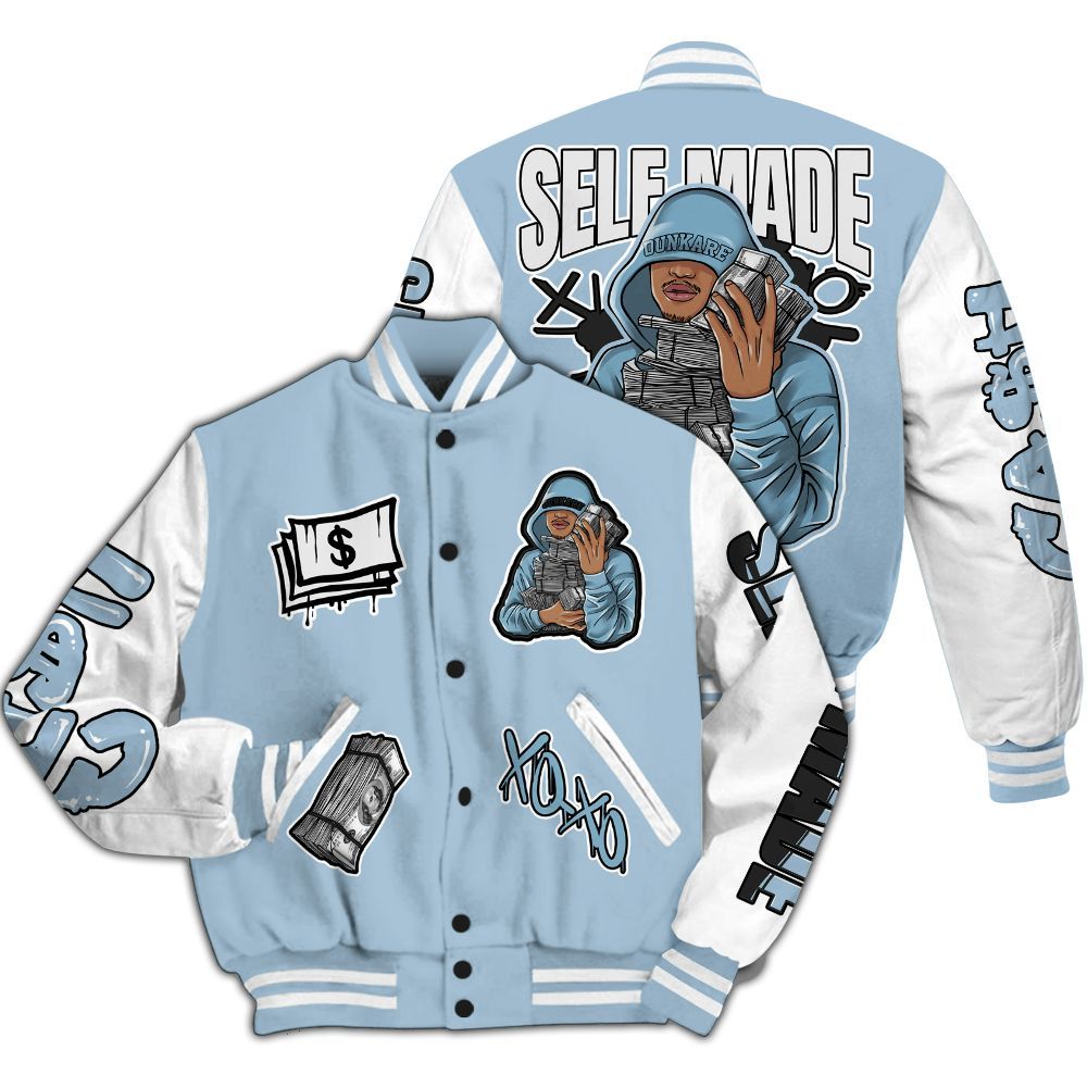 Varsity Jacket To Match Mid Ice Blue 1s - Selfmade Unique All Over Print