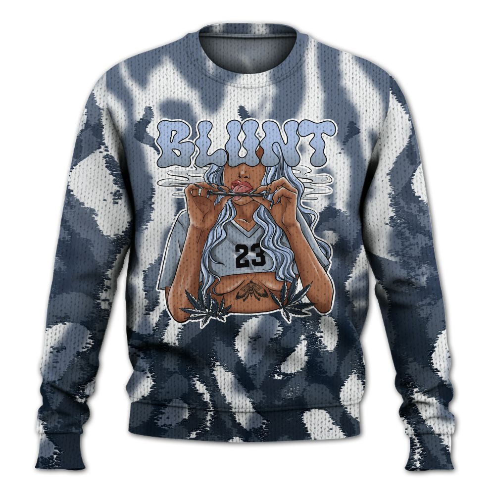 Knitted Sweater To Match Low Diffused Blue 11s - Bluntz Burnz