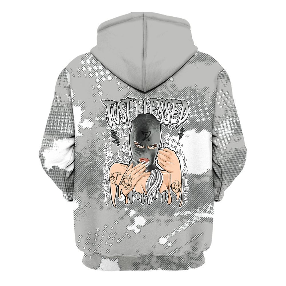 Hoodie To Match Paris Cement Grey 4s - Blessed!! Smoke Dot All Over Print